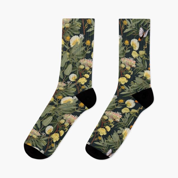 Item preview, Beautiful Native Australian wallpaper for bookcovers and homewares. Floral blooms of wattle and eucalypt leaves with butterflies and insects 5 designed and sold by NatTex.