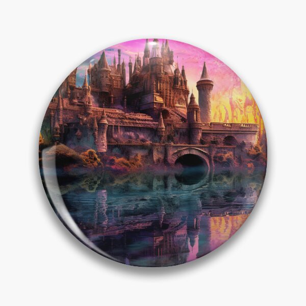 Item preview, Enchanting Neon Castle in a Serene Lake designed and sold by JustArtDesign9.