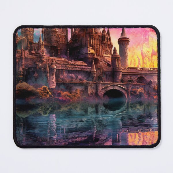 Item preview, Enchanting Neon Castle in a Serene Lake designed and sold by JustArtDesign9.
