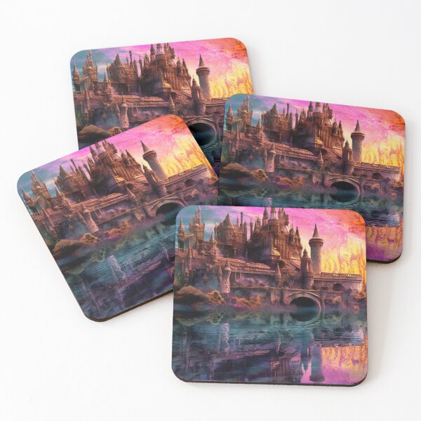 Item preview, Enchanting Neon Castle in a Serene Lake designed and sold by JustArtDesign9.