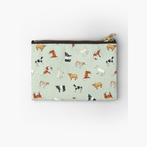Item preview, Scattered Cattle pattern on spotty willow green background designed and sold by HazelFisher.