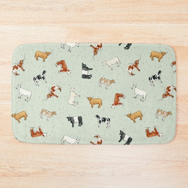 Item preview, Scattered Cattle pattern on spotty willow green background designed and sold by HazelFisher.