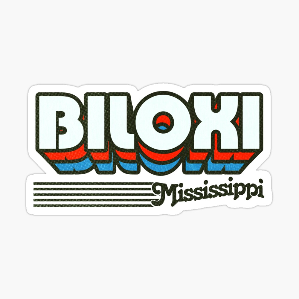 Biloxi, Mississippi | Retro Stripes Sticker