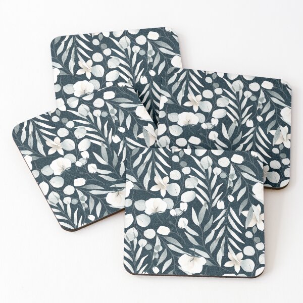 Item preview, Eucalyptus Wedding - on dark navy blue  designed and sold by Perrin Le Feuvre.