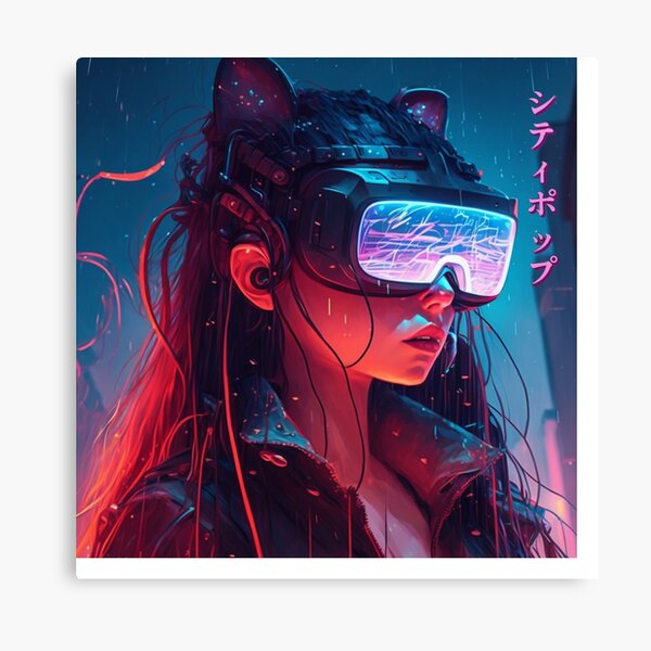 Women in VR Series Neon Message Virtual Reality Art Print 8x8