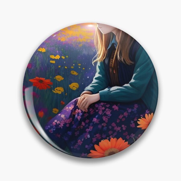 Item preview, girl in a field of bright flowers but with sadness designed and sold by Eyezen99.