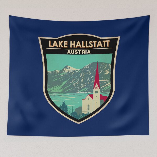 Item preview, Lake Hallstatt Austria Travel Art Badge designed and sold by KrisSidDesigns.