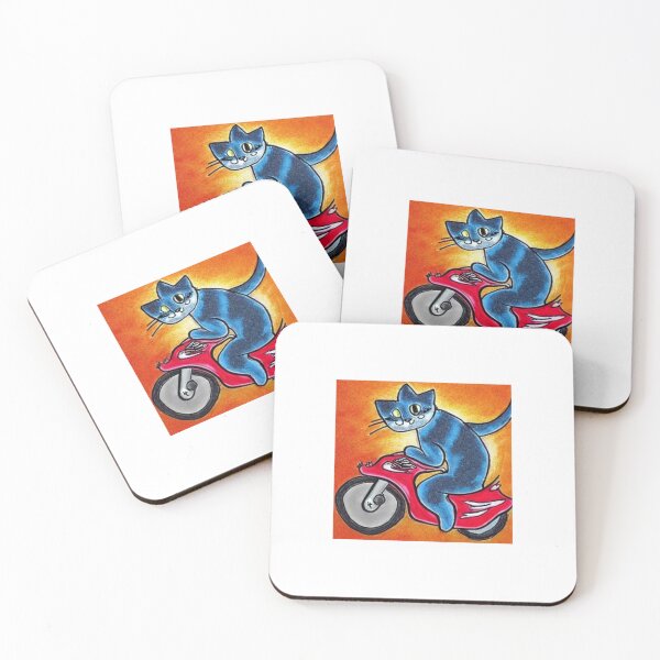 Item preview, Colourful drawing of a cat riding a motorcycle scooter designed and sold by cesavision.