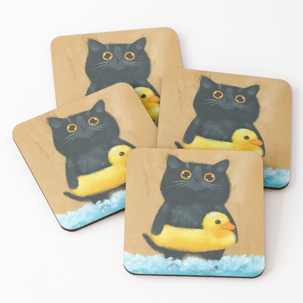 Cat decor. Cat coaster. Ceramic kitty cat coaster set of 4. – M and M  Rustic Designs