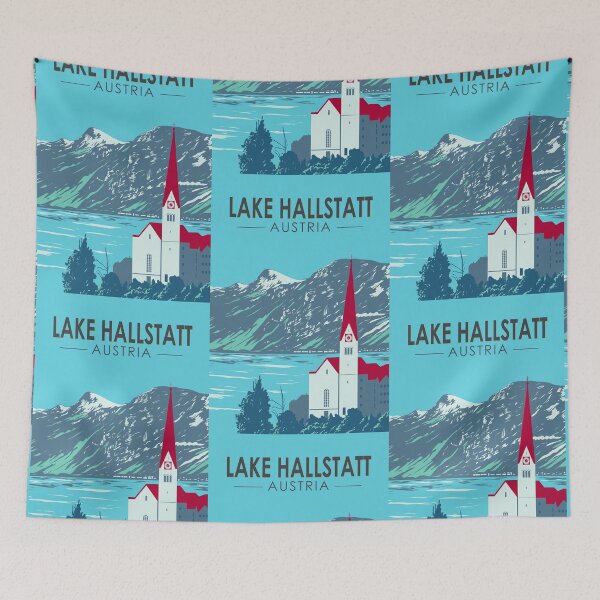 Item preview, Lake Hallstatt Austria Travel Art Vintage designed and sold by KrisSidDesigns.