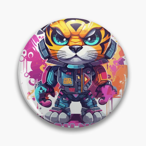 Item preview, Play Nice Tee: Robot Tiger Synthwave Graffiti Kids T-Shirt Design designed and sold by CozyCanvasCrew.