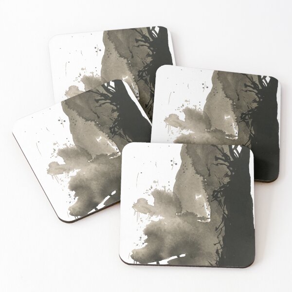 Item preview, Japanese ink painting of mounting and red sun designed and sold by Elemesca.