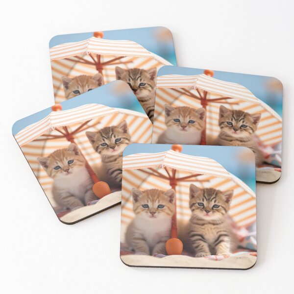 Item preview, adorable kittens at the beach under an umbrella designed and sold by jerbiz.