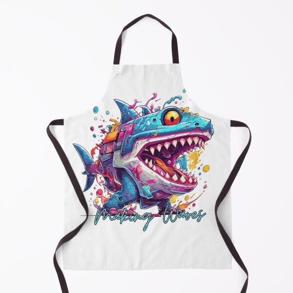 Item preview, Making Waves Tee: Robot Shark Synthwave Graffiti Kids T-Shirt Design designed and sold by CozyCanvasCrew.