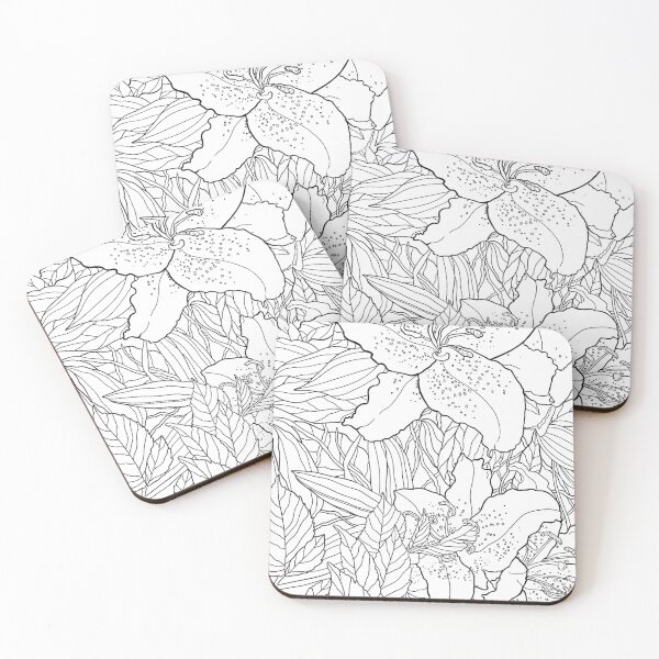 Item preview, Hibiscus Flowers and Leaves Line work designed and sold by sarahsshop-.