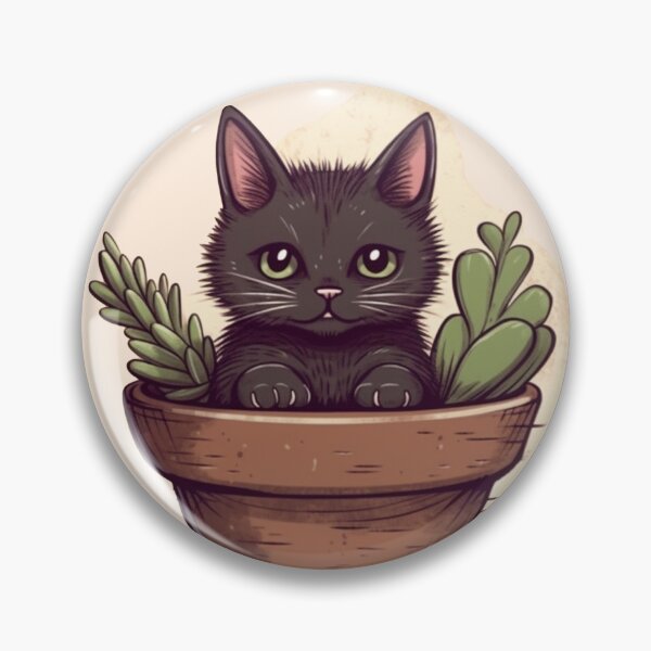Artikelvorschau, Schwarzes Kätzchen mit Kaktus entworfen und verkauft von Kitty-Cactus.