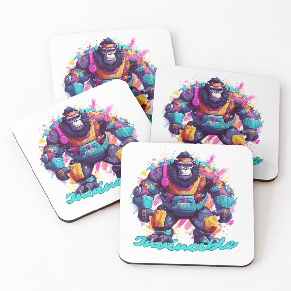 Item preview, Invincible Tee: Robot Gorilla Synthwave Graffiti Kids T-Shirt Design designed and sold by CozyCanvasCrew.