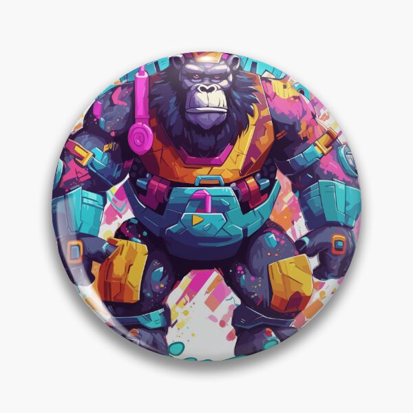 Item preview, Invincible Tee: Robot Gorilla Synthwave Graffiti Kids T-Shirt Design designed and sold by CozyCanvasCrew.