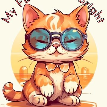 Cute Kitten Wearing Glasses and Sitting Cartoon Kawaii Chibi