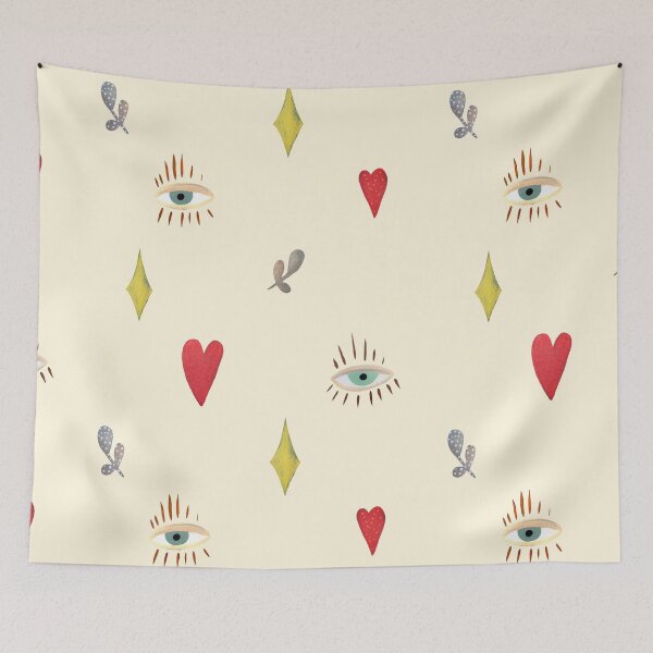 Item preview, Eye heart esoteric mystic beige pattern watercolor designed and sold by Yana Mustafina | Boho Soulful Designs.