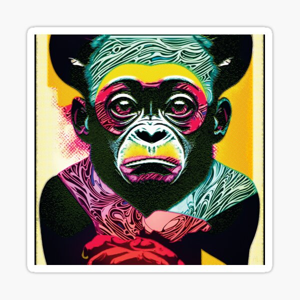sad bonobo - Pop Art Portraits, Comic Serie Sticker