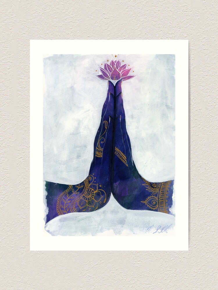 Sale Multicolor Floral Yoga mudra painting (14x11)