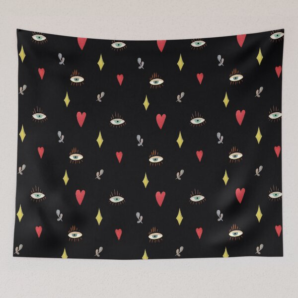 Item preview, Eye heart esoteric mystic black pattern watercolor designed and sold by Yana Mustafina | Boho Soulful Designs.