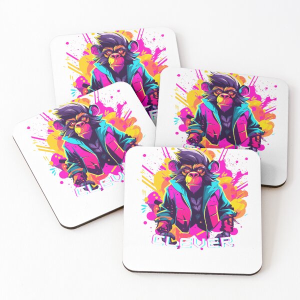 Item preview, Clever Tee: Chimpanzee Synthwave Graffiti Kids T-Shirt Design designed and sold by CozyCanvasCrew.
