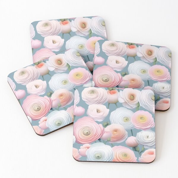 Item preview, Frilly pastel ranunculus flowers designed and sold by Lillypot-Prints.