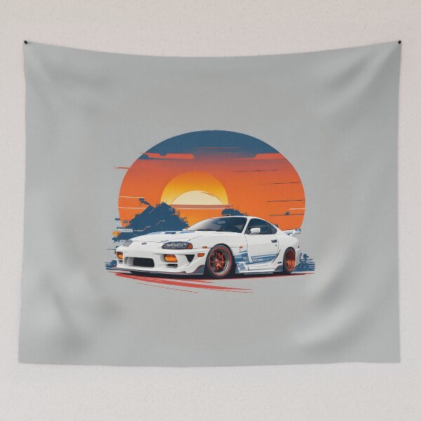 Aperçu de l'œuvre Ai Generated Retro JDM Toyota Supra créée et vendue par AiArtMerch.