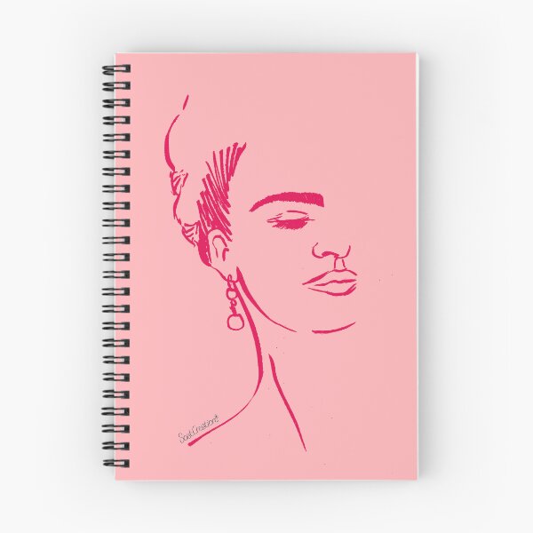 Item preview, Frida Kahlo minimalist line art portrait red rose designed and sold by SoatCreation.