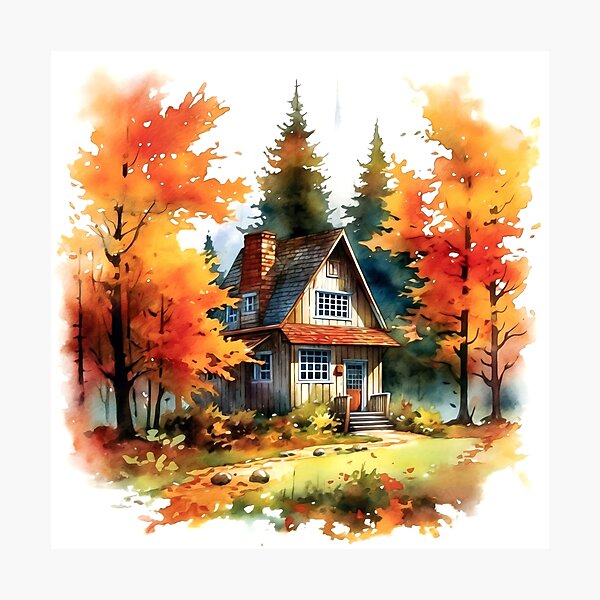 Item preview, Cozy Autumn Cottage Clipart, Fall Retreat, Autumnal Dwelling, Rustic Cosiness, Harvest Home, Seasonal Comfort, Warm Retreat designed and sold by CoolorPaint.