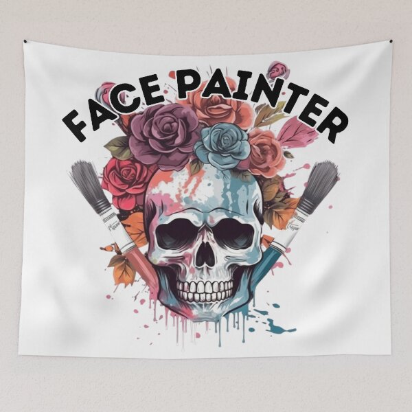 Item preview, Skull and flowers face painter large font  designed and sold by Artistic Cheezwiz.