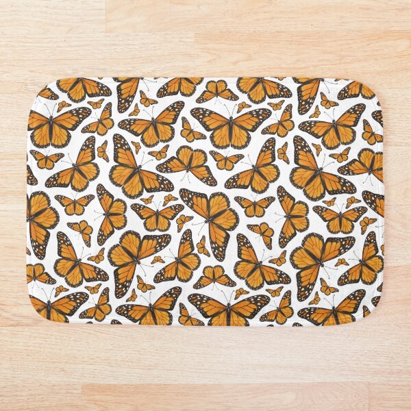 Item preview, Orange Monarch Butterflies pattern scattered on white background designed and sold by HazelFisher.