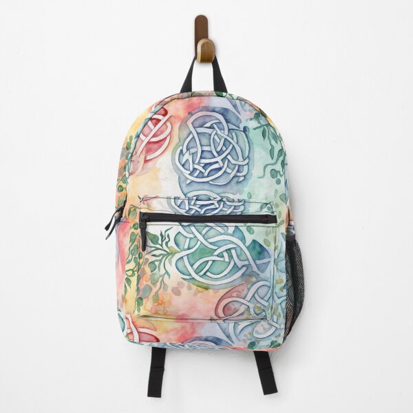 Item preview, "Celtic Harmony" - Whimsical Celtic Knotwork & Foliage Watercolor Design in Pinks and Blues designed and sold by stateofhuman.