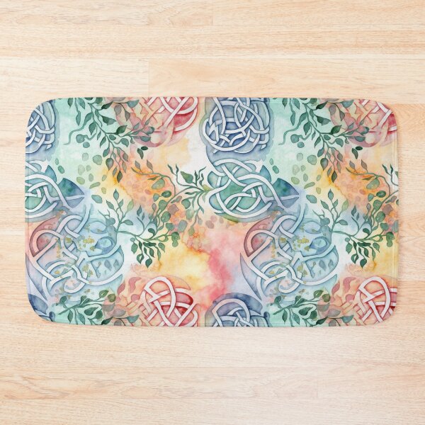 Item preview, "Celtic Harmony" - Whimsical Celtic Knotwork & Foliage Watercolor Design in Pinks and Blues designed and sold by stateofhuman.