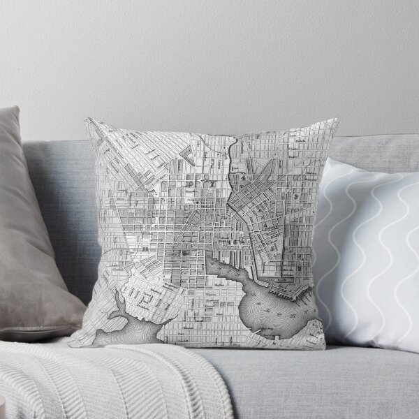 Item preview, Vintage Map of Baltimore Maryland (1838) BW designed and sold by BravuraMedia.