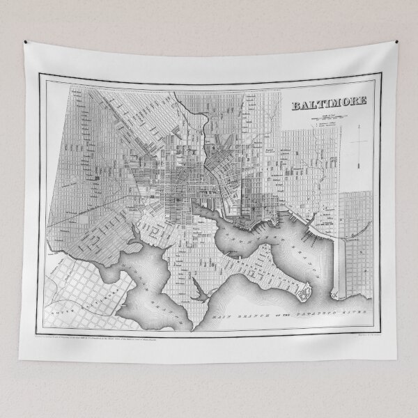 Item preview, Vintage Map of Baltimore Maryland (1838) BW designed and sold by BravuraMedia.