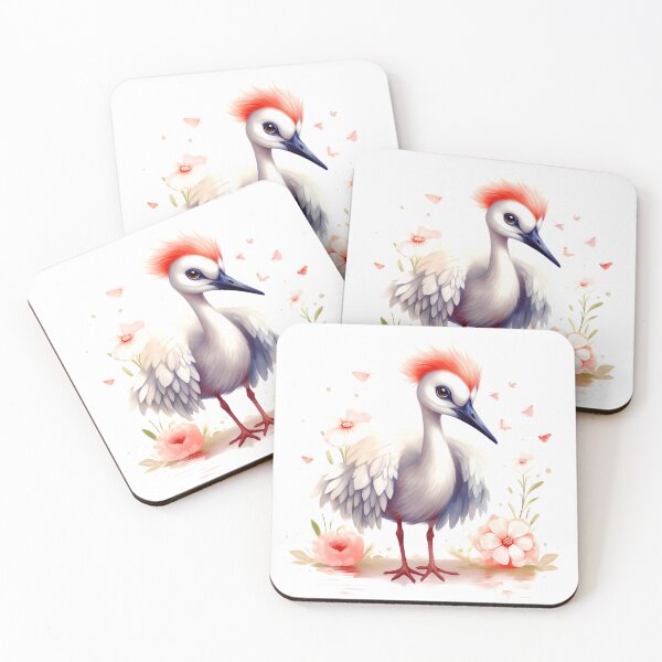 Item preview, Red Crowned Crane Animal Clipart, Asia Animal, Exotic Fauna Art, Asian Mammal, Eastern Wildlife, Rare Species, Endemic Nature designed and sold by CoolorPaint.