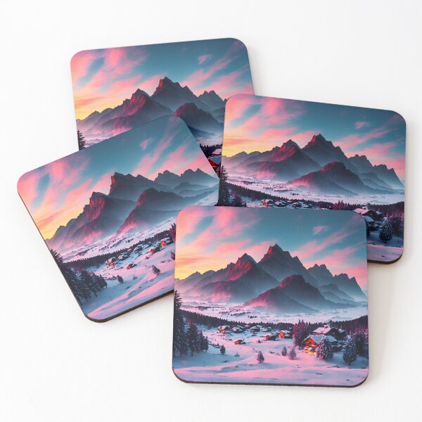 Item preview, Alpine Landscapes With a Small Village of Chalets Nestled in the Mountains, Ai Generated Art designed and sold by AiGens.