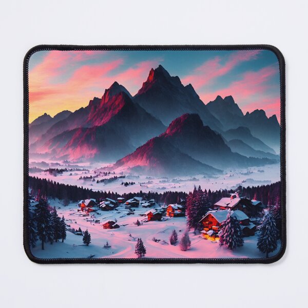 Item preview, Alpine Landscapes With a Small Village of Chalets Nestled in the Mountains, Ai Generated Art designed and sold by AiGens.