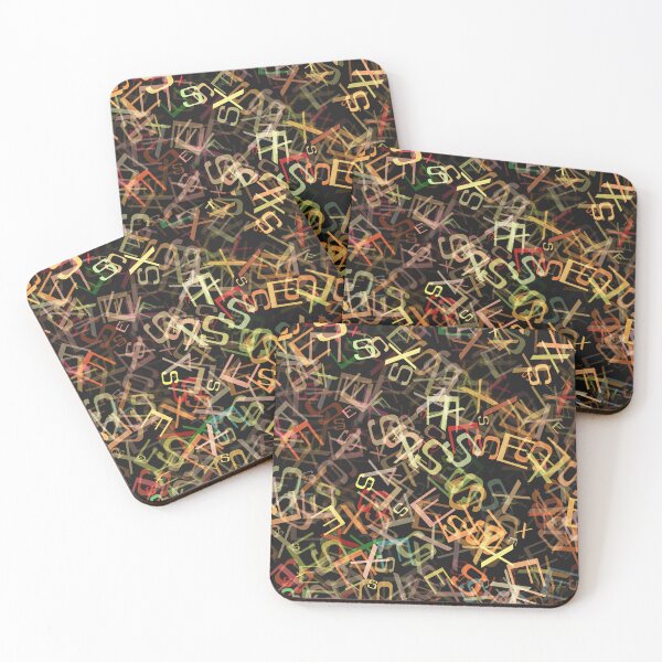 Item preview, Crazy Jumbled Alphabet Fun Pattern in Warm Colours designed and sold by Trevor Hirst.