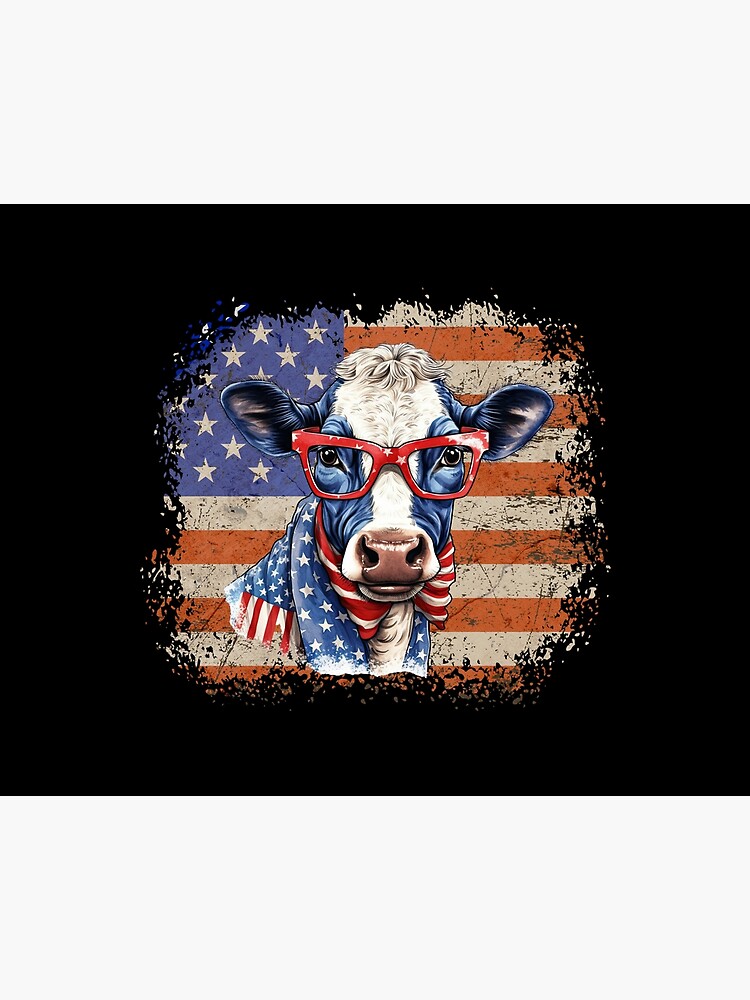 Highland Cow With 4th July,Fourth of July, USA flag, Hand Drawn  Art  Board Print for Sale by helloamerican