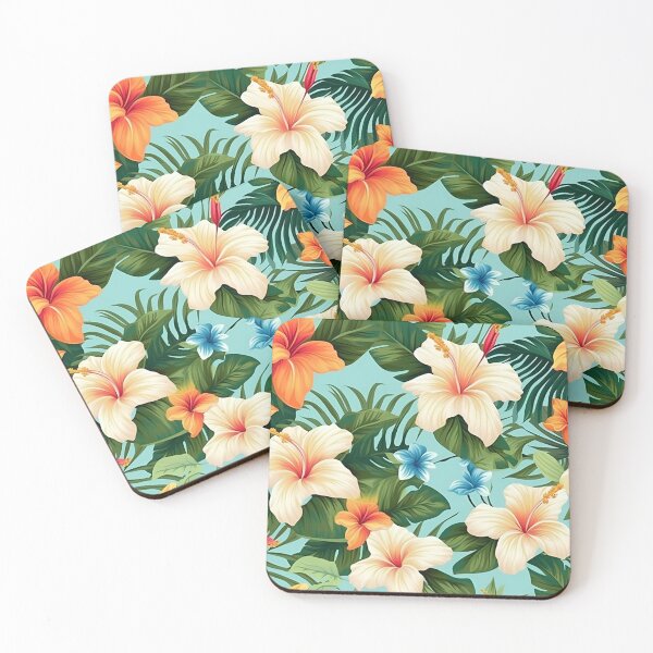 Aperçu de l'œuvre Fleurs pastel acryliques | Fleurs Aloha d'Hawaï | Flore printanière créée et vendue par BoredF.