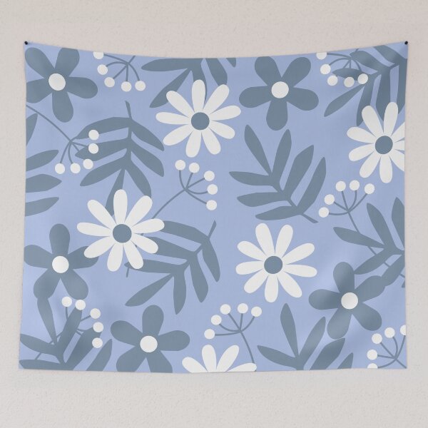 Item preview, Floral Garden with Denim Blue Background designed and sold by GemsAnatomy.