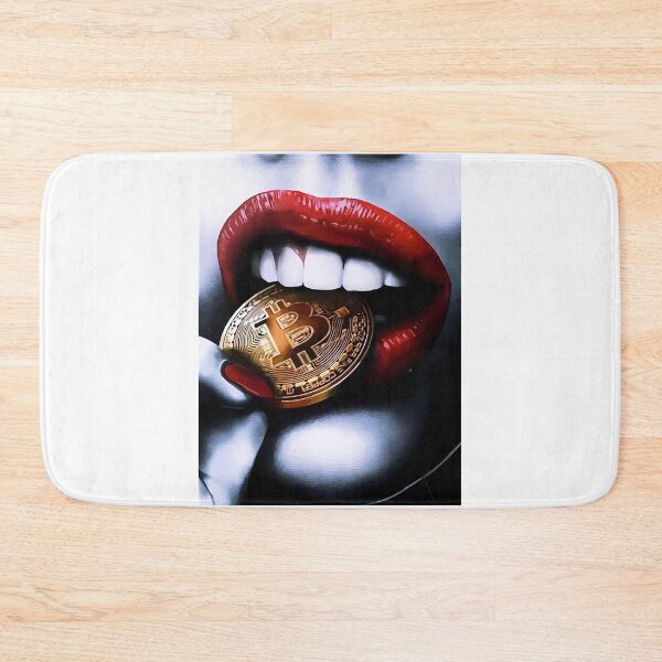 Item preview, Seductive Lips: Illustration of Bright Red Lips Biting into a Bitcoin Coin designed and sold by Jhuvel.