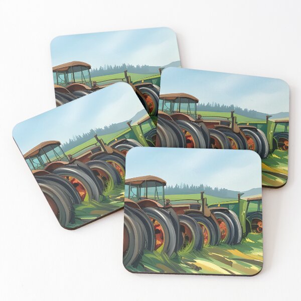Item preview, Old green tractors out standing in a field designed and sold by Eric's Digital Artistry.