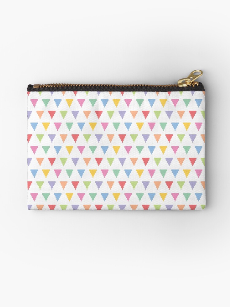 Thumbnail 1 of 4, Zipper Pouch, Rainbow of pixelated triangles designed and sold by petitspixels.