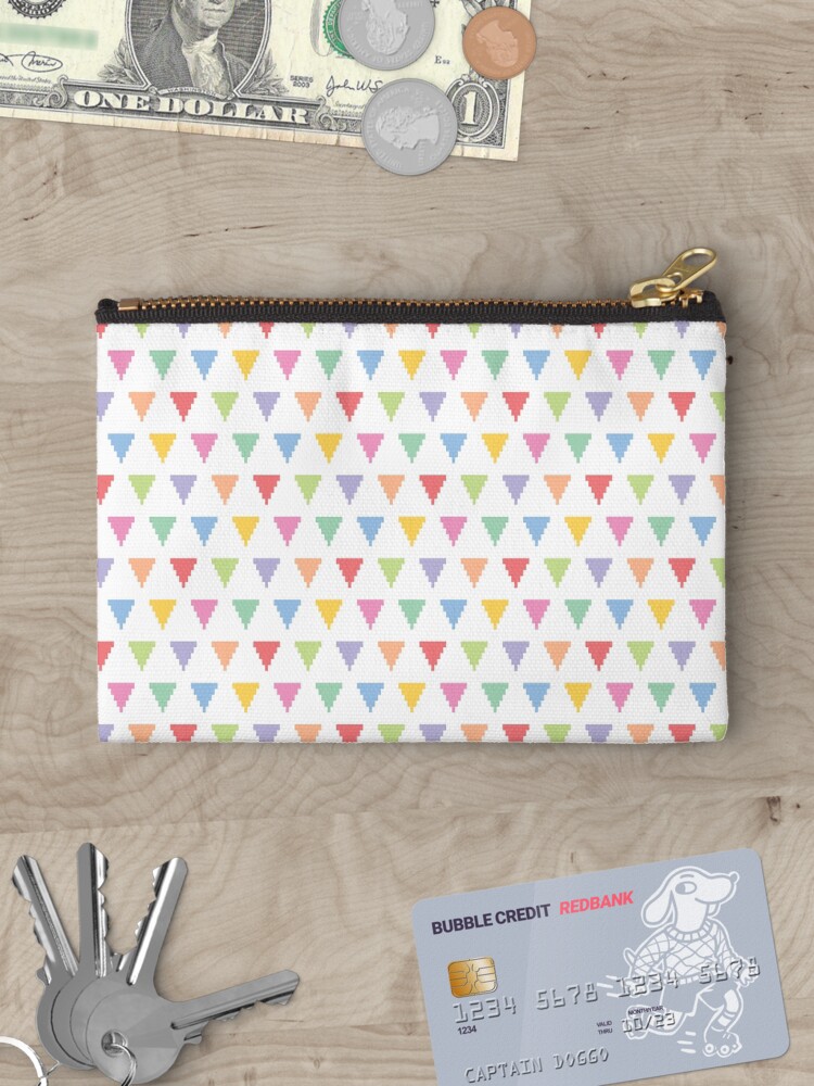 Thumbnail 3 of 4, Zipper Pouch, Rainbow of pixelated triangles designed and sold by petitspixels.