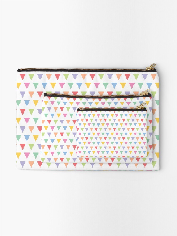 Thumbnail 2 of 4, Zipper Pouch, Rainbow of pixelated triangles designed and sold by petitspixels.